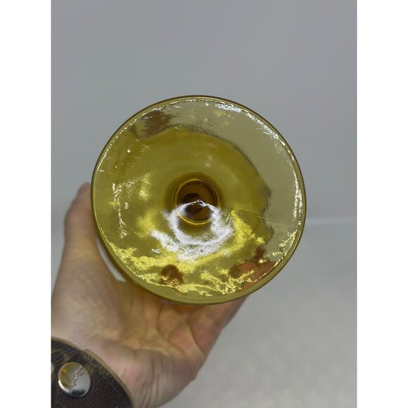 VTG Bartlett Collins Goblet Amber Thumbprint Grapes Etched Single Glass Yellow - Picture 8 of 8